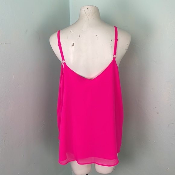 TORRID PLUS SIZE 0X fluorescent pink embroidered purple ribbon strap top - Picture 4 of 8